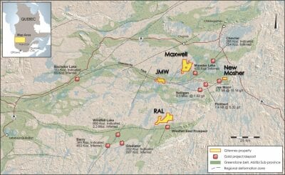 Gitennes Completes Induced Polarization, Magnetic Surveys and Diamond Drill Permit Received on the New Mosher Gold Property, Chapais-Chibougamau Area, Quebec
